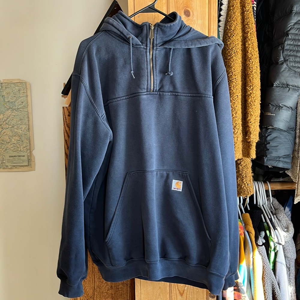 Mens Tall hooded zip mock heavy weight sweatshirt